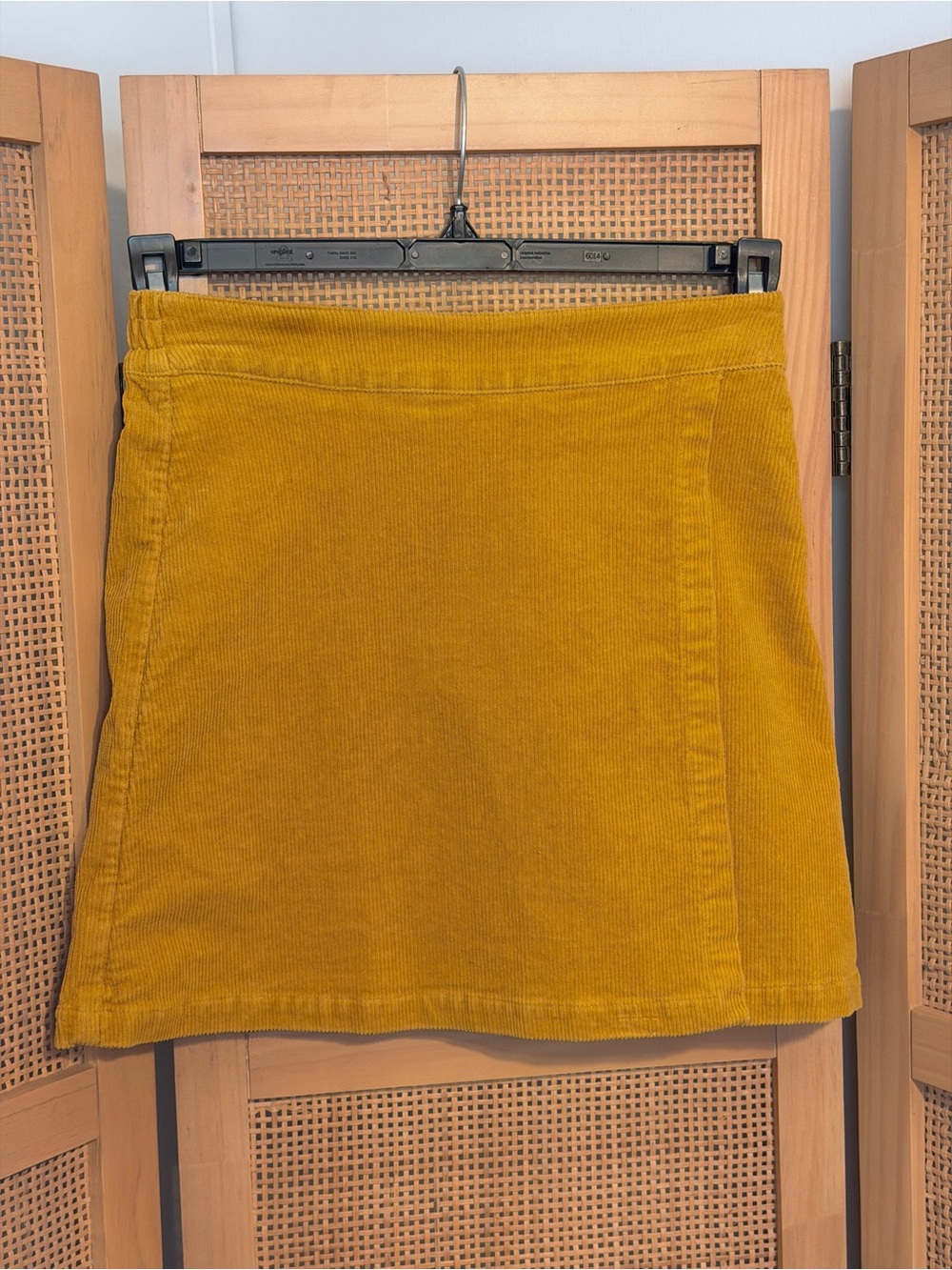Copper Key Mustard Yellow Corduroy Faux Wrap Mini Skirt